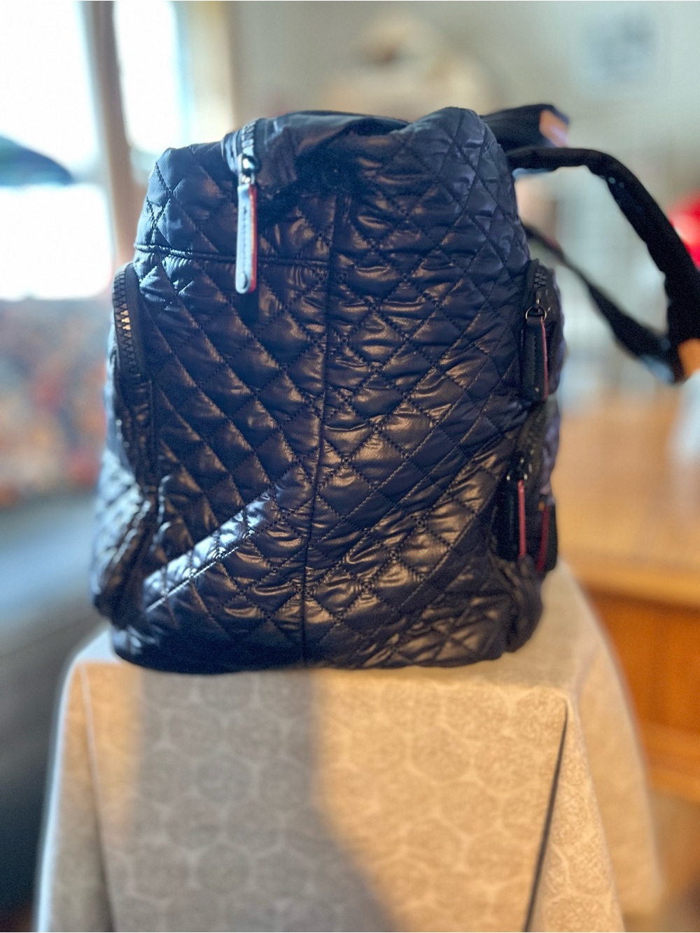 MZ Wallace Black Large Metro Quilted Travel Tote w/Large Pouch - Picture 4 of 14